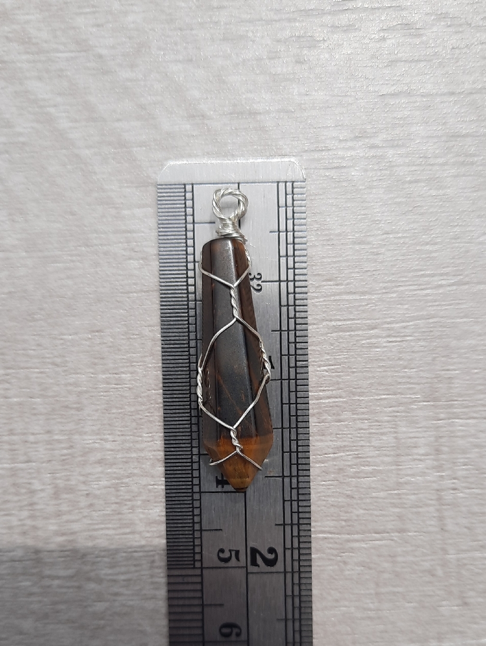 Golden Tiger's Eye Wire Wrapped Point Pendant #4 - Picture 2 of 2